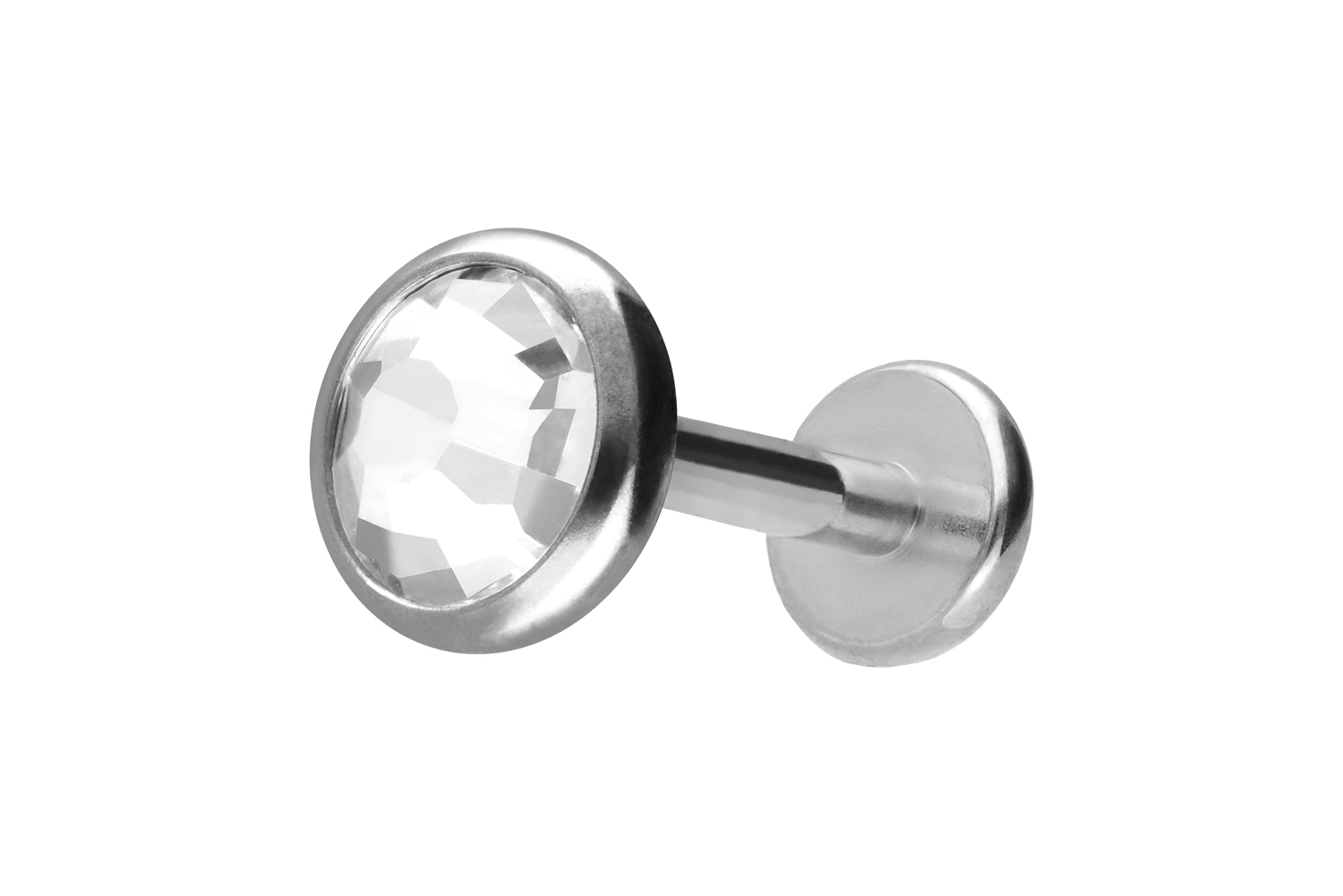 Titan Labret Piercing mit Innengewinde KRISTALLDISC